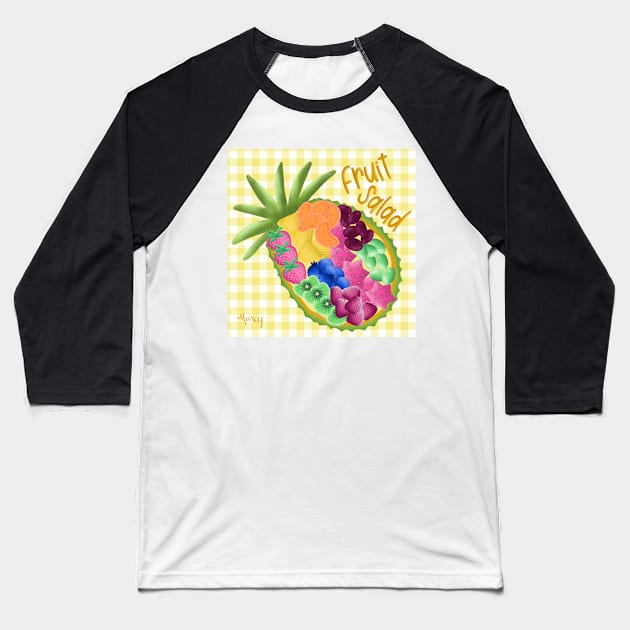 Fruit Salad Baseball T-Shirt by MarcyBrennanArt